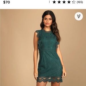 Lulus My Sweetheart Dark Teal Green Lace Mini Dress Size M